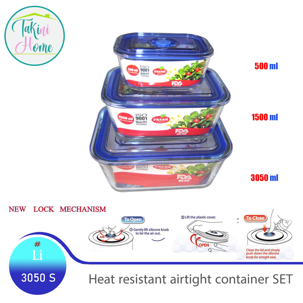 glass container 3 pcs set