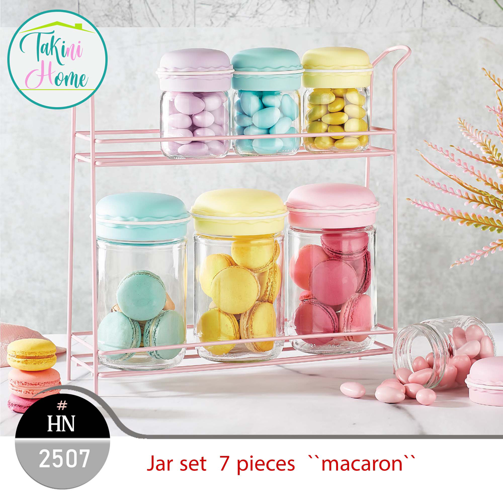 7 pieces glass  jar with iron stand