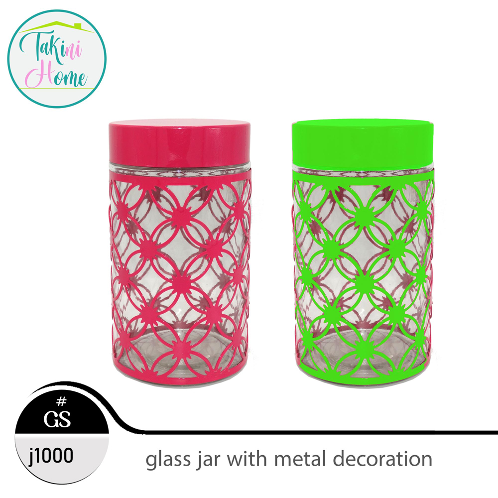 glass jar with metal decoration 1000 ml
