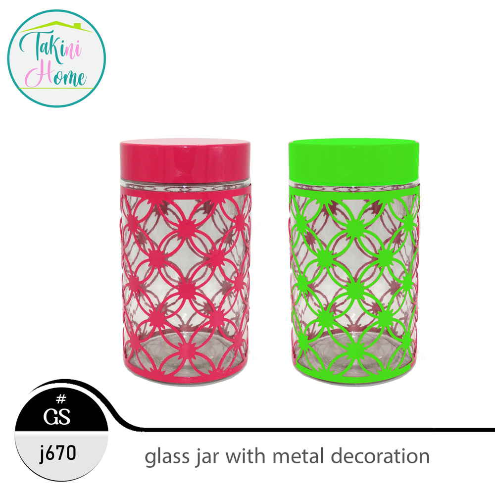 glass jar with metal decoration 670 ml
