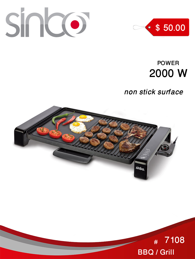 sinbo 7108 lux bbq nonstick surface