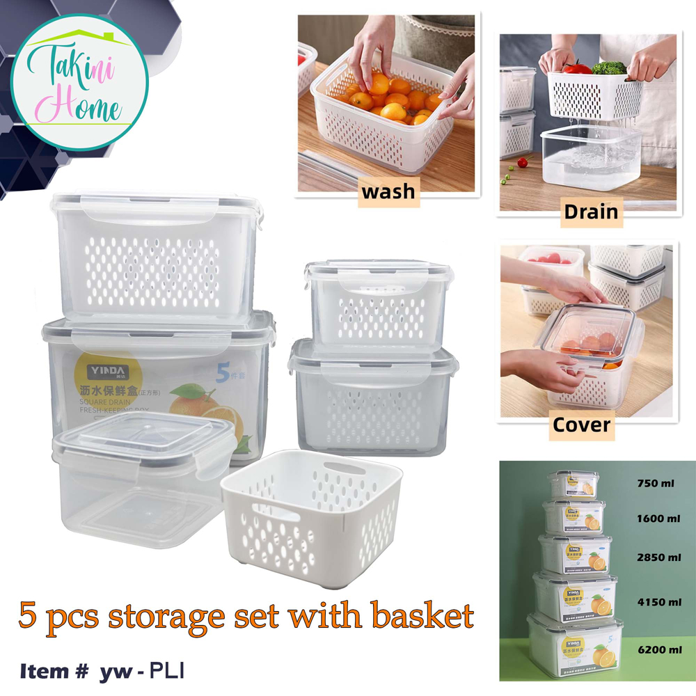 5 pieces storage box with net