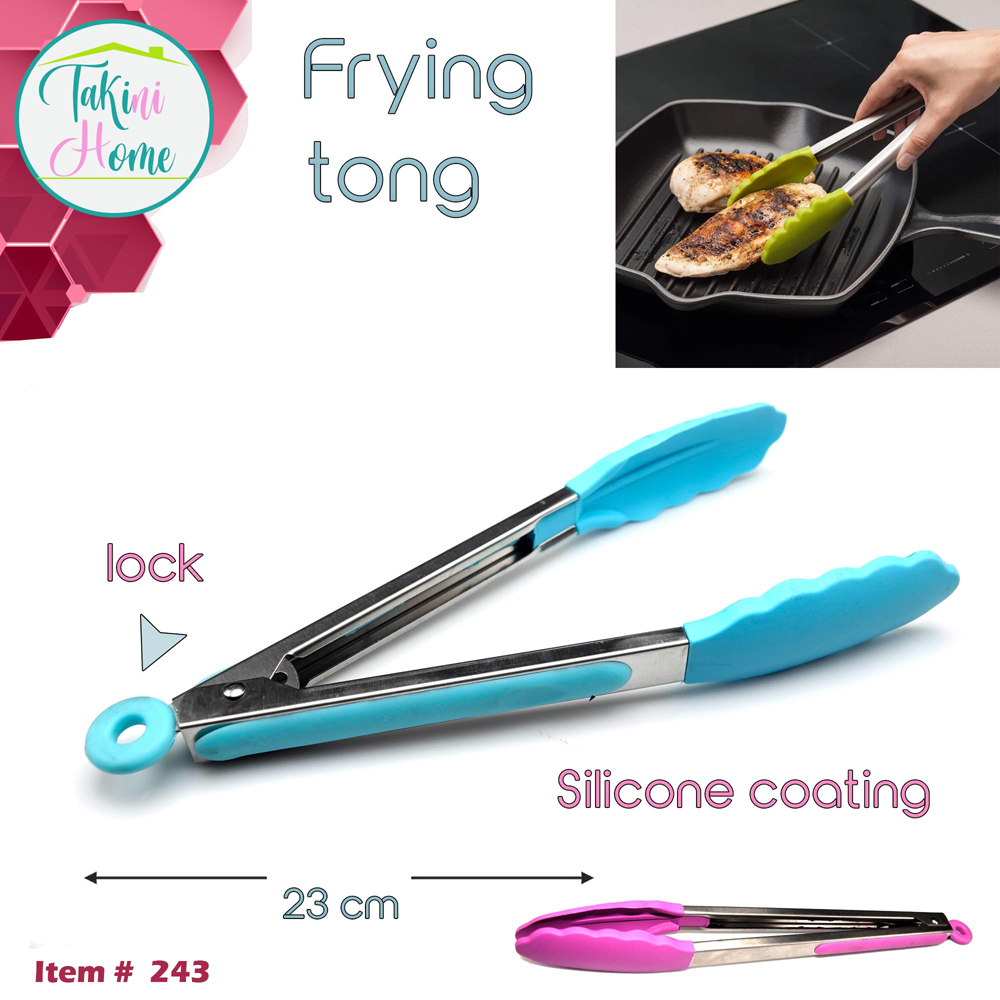 frying tong with silicone coating