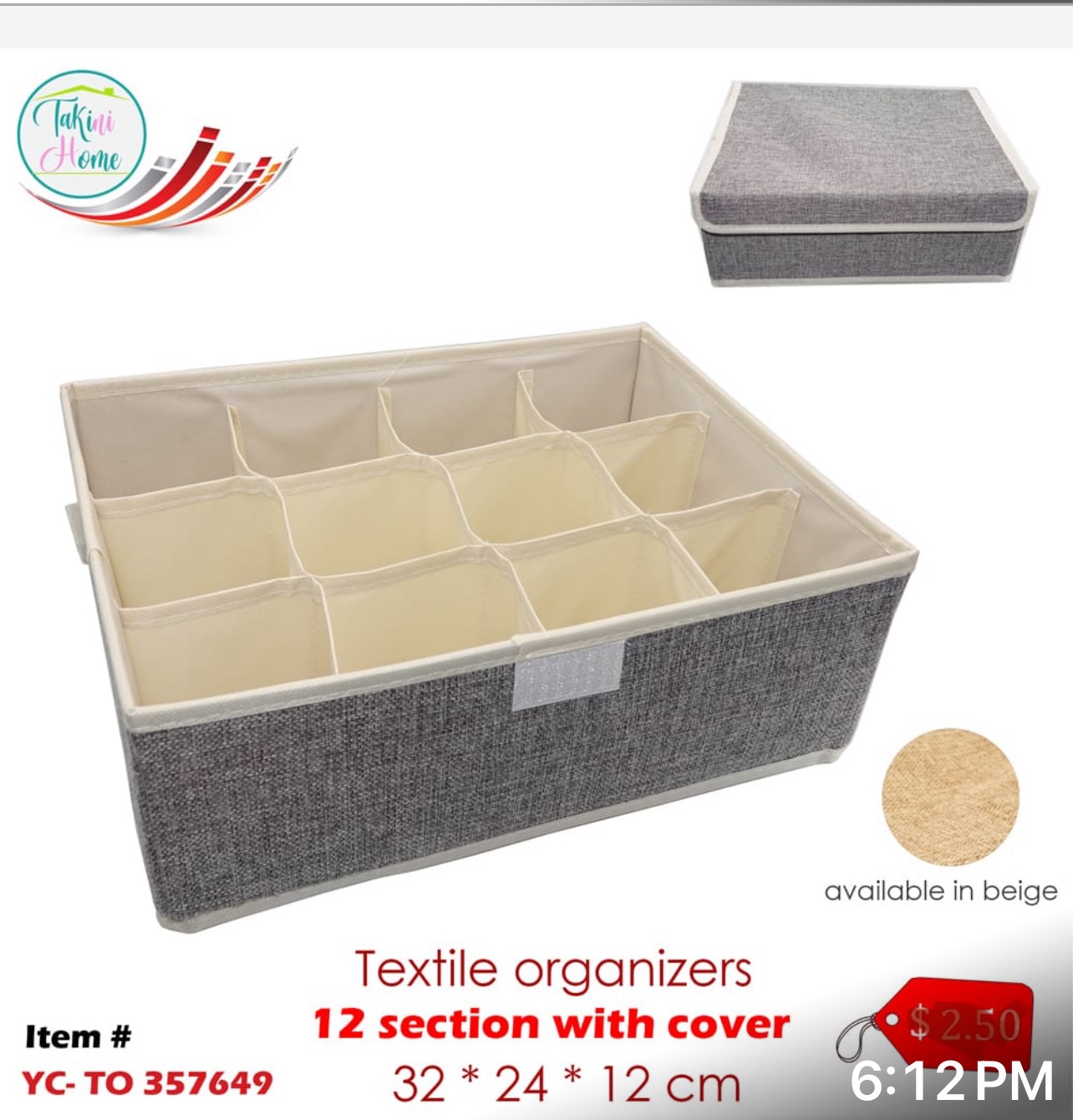 textile organizer 12 section