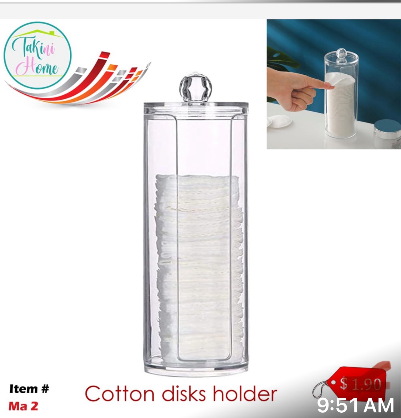 Cotton disk holder